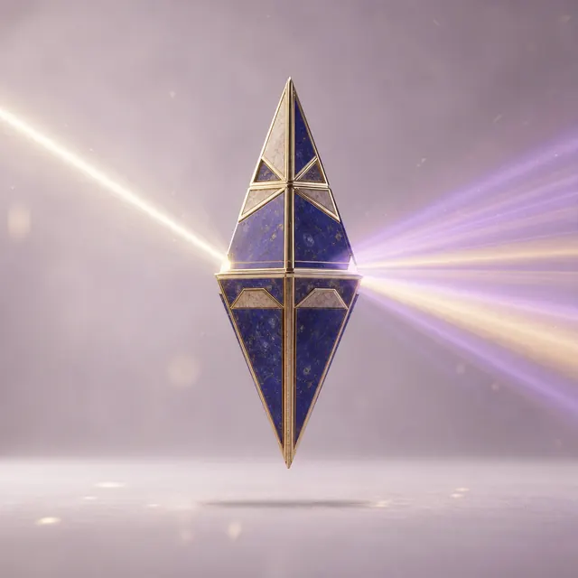 Facettiertes Lapis-Gold-Prisma, das einfallendes Licht bricht